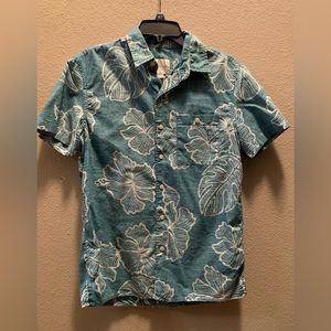 Small, Floral, Blue Hawaiian Shirt